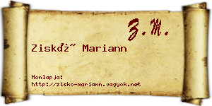Ziskó Mariann névjegykártya